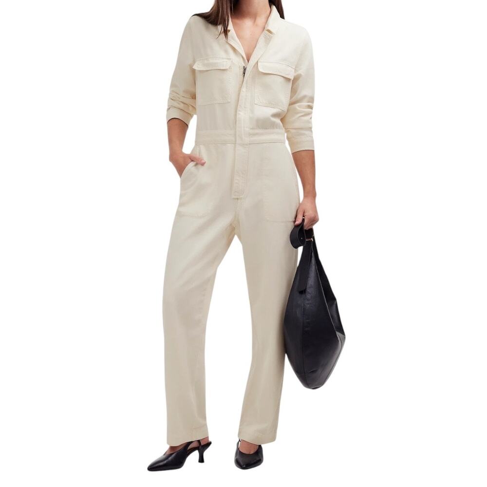 NWT Madewell Utility Coveralls Vintage Ivory Cream Boiler Suit Zip Up Jumpsuit M